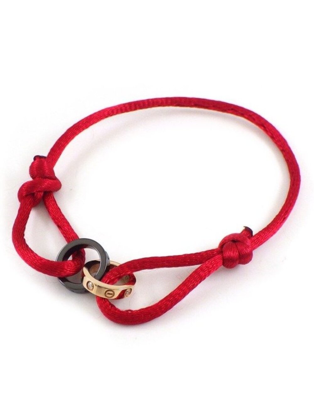 Cartier Bracelet Baby Love 4 Points Diamond Black Ceramic Red Cotton Cord 18K